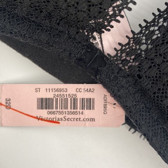 Victoria's Secret Womens Incredible Lightly Lined Lace Plunge Bra Black 32D NWT - Picture 6 of 8